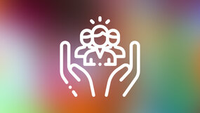 Visuel cycle de conférences, fond flou coloré et icône graphique symbolisant l'aide sociale