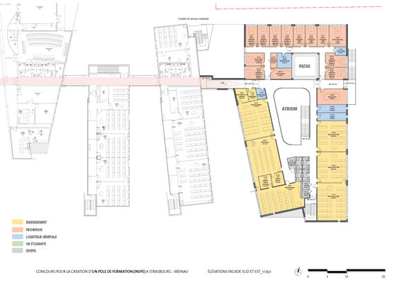 Plan du niveau 1 de la future 2ème tranche, campus de la Meinau