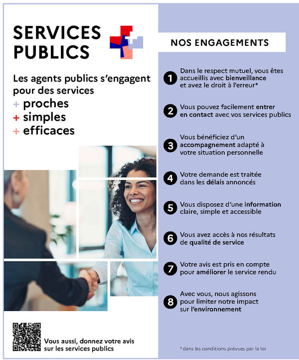 Visuel graphique | Les 9 engagements Service Public +
