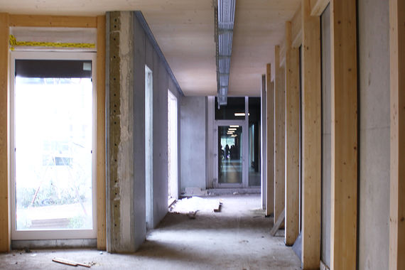 Avancement du chantier au 01/10/2023 | Vue du couloir menant au bâtiment existant