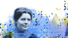 Visuel graphique représentant Louise Weiss jeune | Crédits : Union Européenne/PE/Claire Le Van